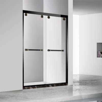 Project Hot Sale Matt Black Stainless Steel Frame Simple Glass Shower Cabin