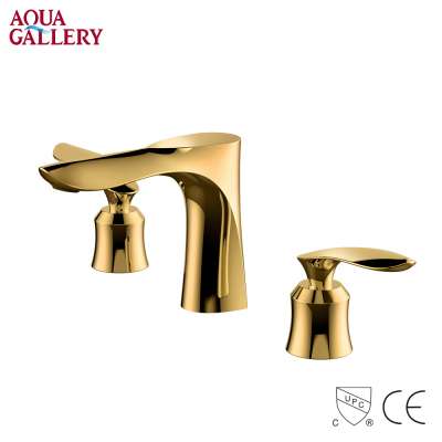 CE Approvalled  Dual Handles  Brass Golden Basin Tap