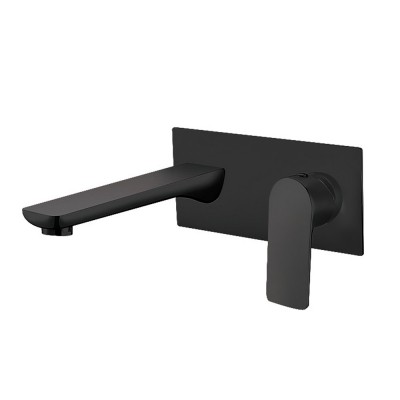 Wall Mounted Single Lever Black Brass Washroom Faucet