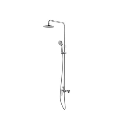 Chrome Finished Brass Exposed Shower Mixer Equipped with ABS Shower Head and Hand Shower